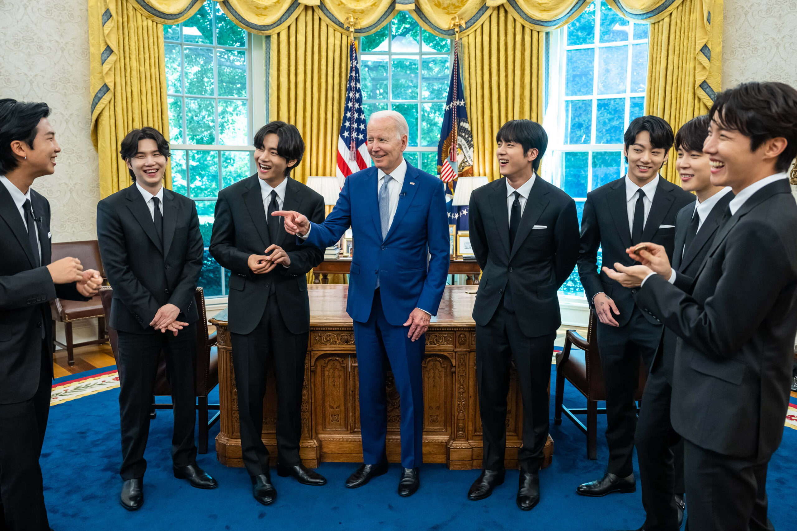 BTS with President Biden at the White House for 2022 AAPI Heritage Month on May 31, 2022