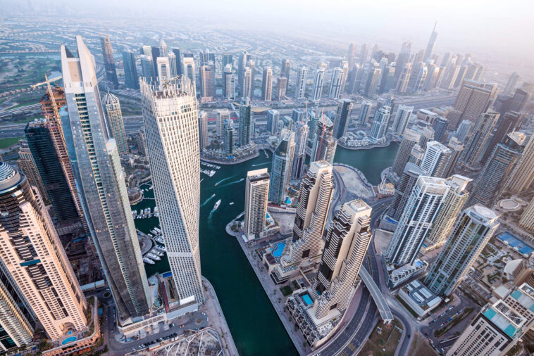 Aerial view of Dubai Marina, United Arab Emirates